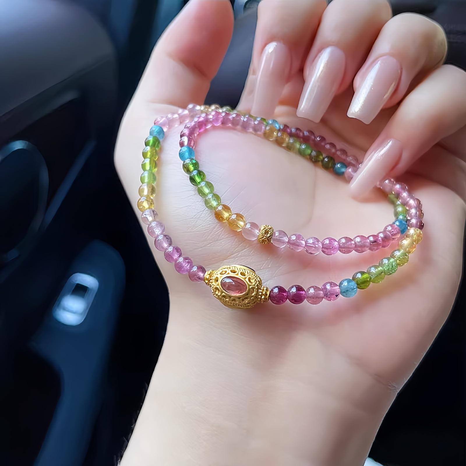 Semplici Braccialetti con Perline di Cristalli Colorati per Donna, Bracciale con Pietre preziose Naturali a Doppio Strato, Gioielli alla Moda Fatti a Mano per Regali di Compleanno