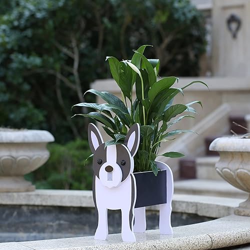 Miniatura 6 de Gochoi Boston Terrier Regalos para mujeres maceta para perros Boston Terrier macetas para perros para decoración de jardín al aire libre soporte