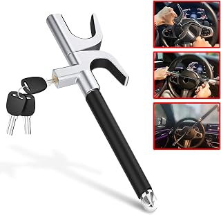 RAYIOU Car Steering Wheel Lock, Car Lock Anti-Theft, Car Security and Theft Prevention Device with Emergency Hammer Window Breaker Universal Fit Most Vehicle/Truck/Van/SUV etc