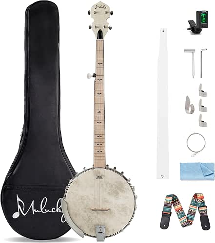 Mulucky 5 String Open Back Banjo MB1101, Maple 24 Brackets