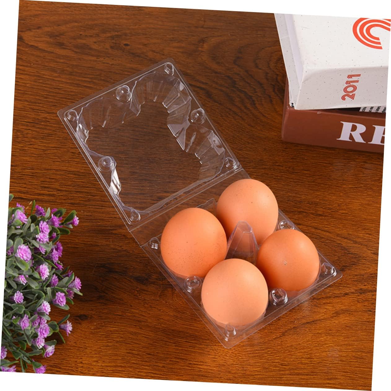 Egg Holder Box 4 Grids 50pcs Egg Cartons Plastic Storage Container Leakproof and Space-saving for Kitchen