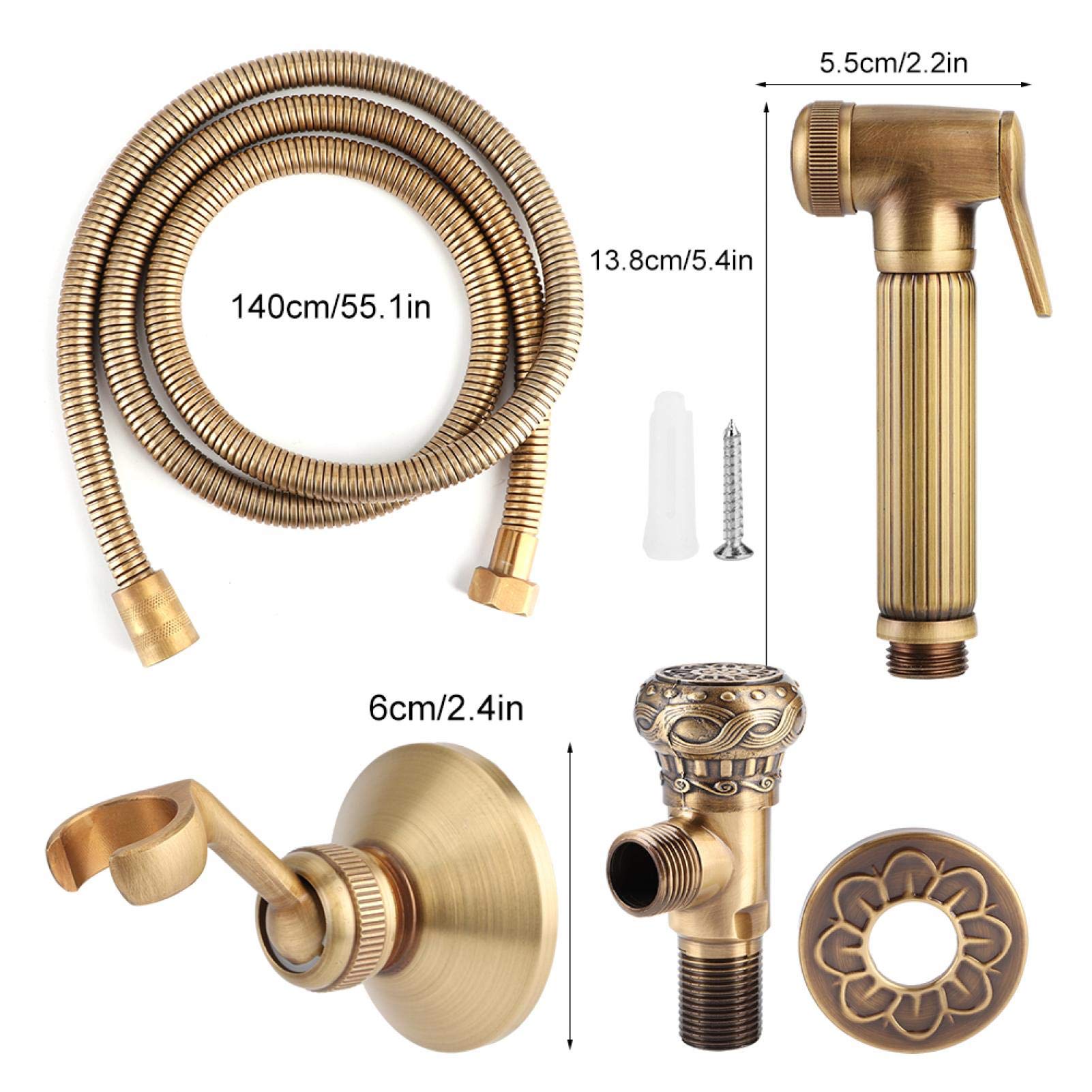 Pulvérisateur de Toilettes en Laiton Vintage, Douchette à Main Ensemble, Kit de Pulvérisateur de Bidet, avec Support Mural et Tuyau, pour les Soins Personnels Hygiène Potty