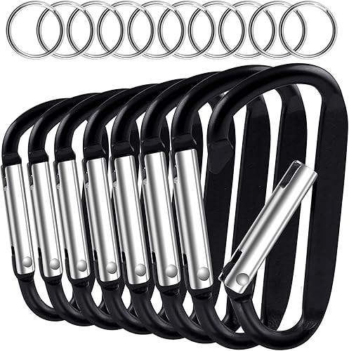 CRAZY SHARK 8 mosquetones de aluminio multicolor con clip en forma de anillo en D con llavero