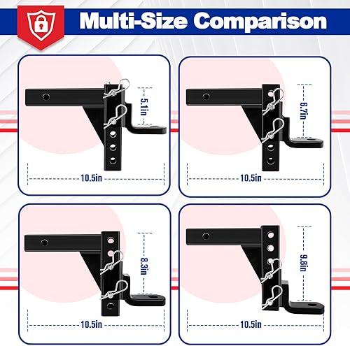 Miniatura 4 de Enganche ajustable, enganche de remolque ajustable de 2.5 pulgadas, enganche de remolque para camiones, remolque, automóviles, enganche de remolque