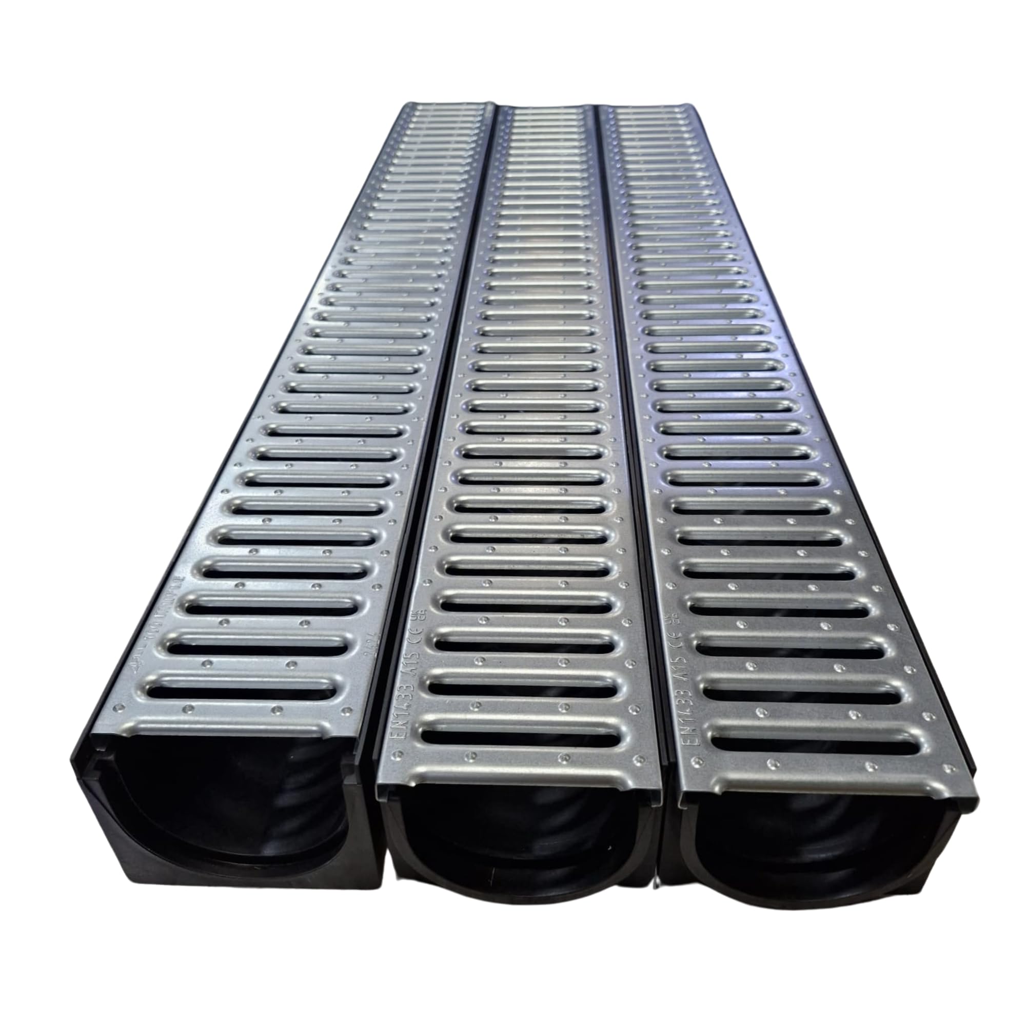 SHMOX Heavy Duty Galvanised Galvanised Drainage Channel 1 Metre Length Storm Channel Drain for Patios and Driveways (Pack of 3)