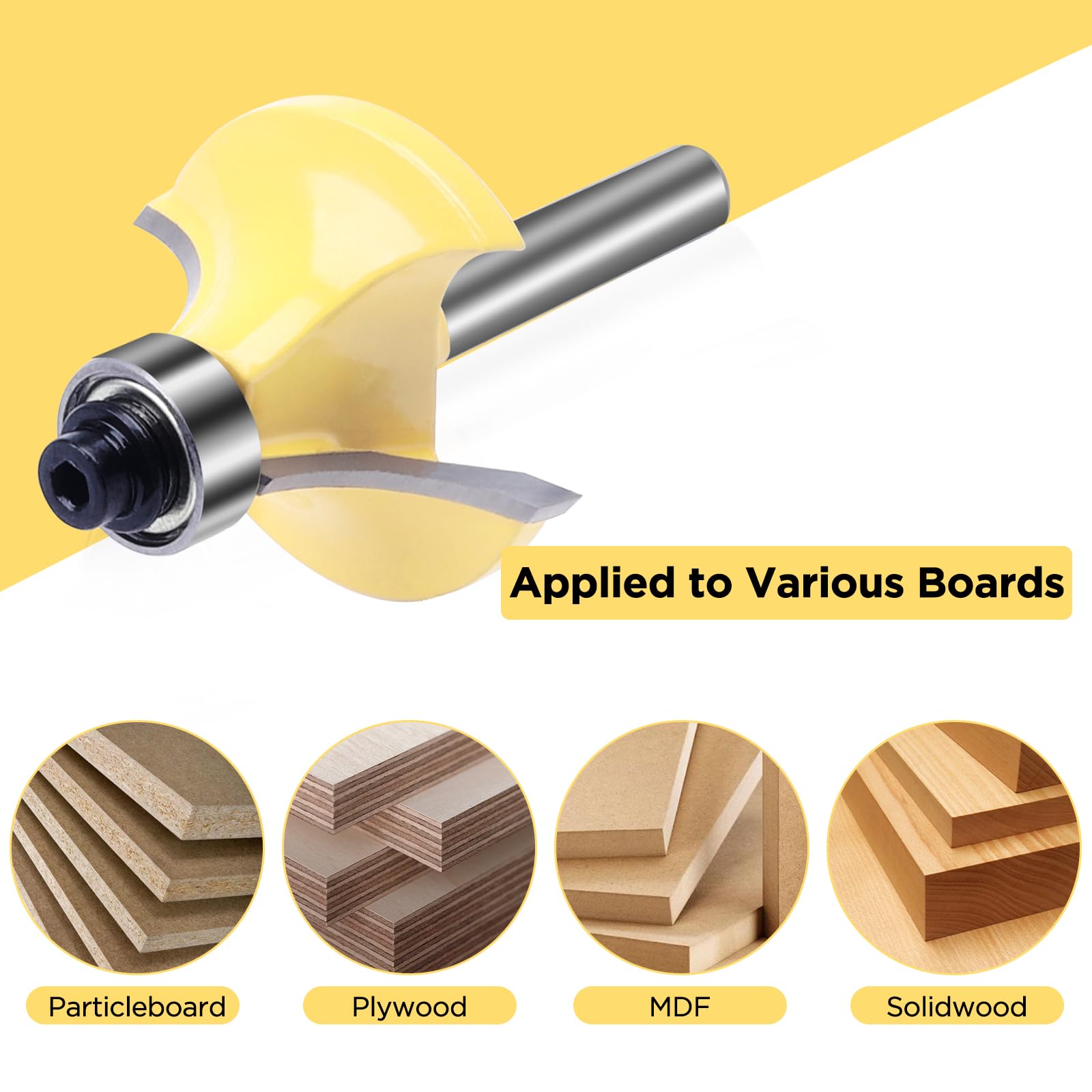KOWOOD Roundover Router Bit 1/4\" Shank,7/16\" Radius.Carbide Tipped Rounding Over Bit For Edge-Forming Rounding .Ideal For Table, Drawer Or Cabinet Edges