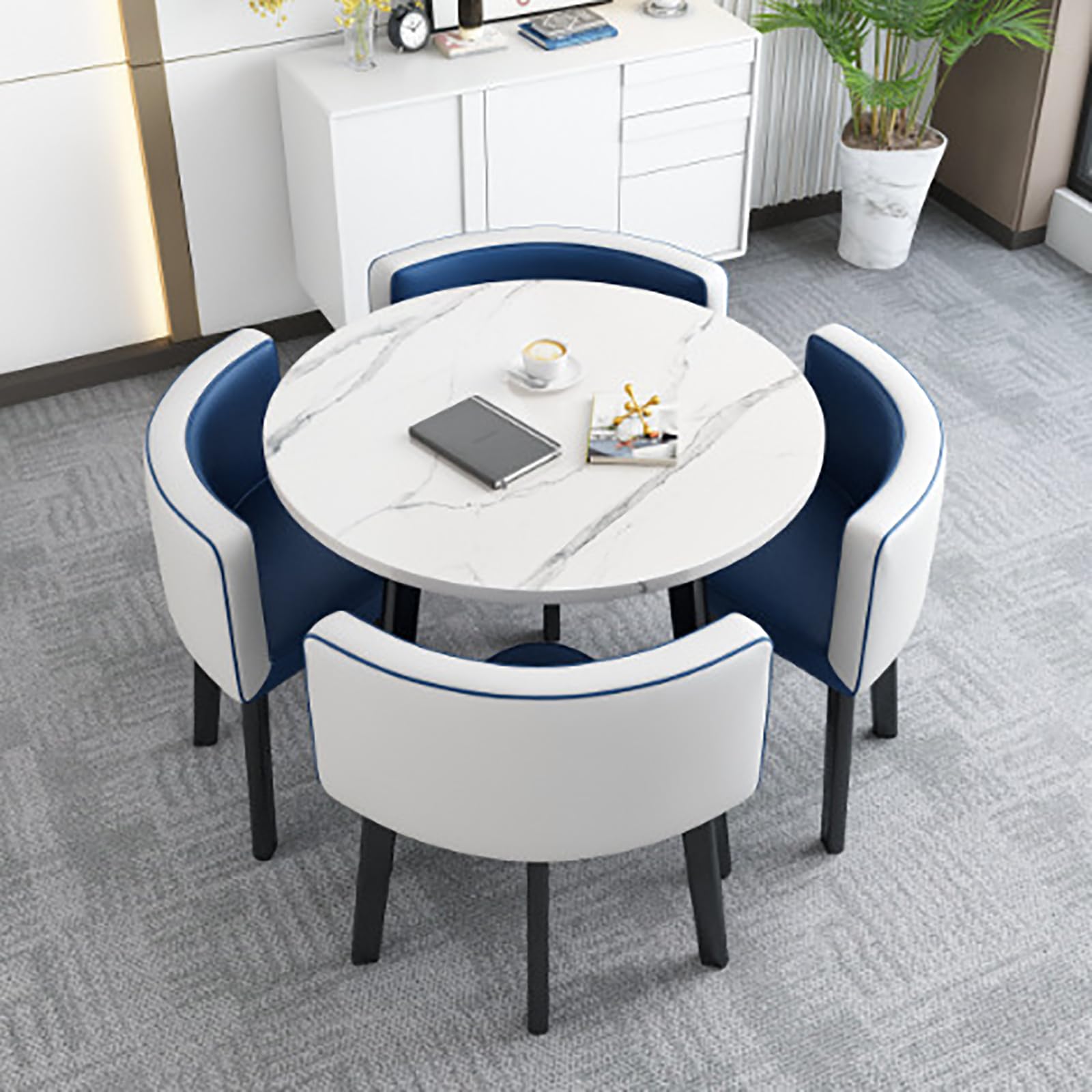 AYCDL Round Modern Dining Table Set for 4 35.4" x 29.5",#13-80 * 75cm/31.5 * 29.5in