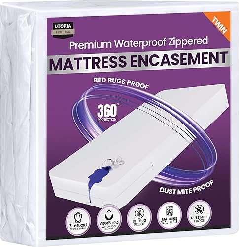 Miniatura 9 de Utopia Bedding Funda de colchón impermeable de alta calidad, protector de colchón individual con cremallera, 6 pulgadas de profundidad, a prueba