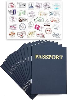 Bright Creations Kids Play Passport Book Set with Stickers - 12 Pack, 5.6 x 4.2 In Notebooks - Blank Passports & Sticker Sheets - Pretend Travel Kit for Kids