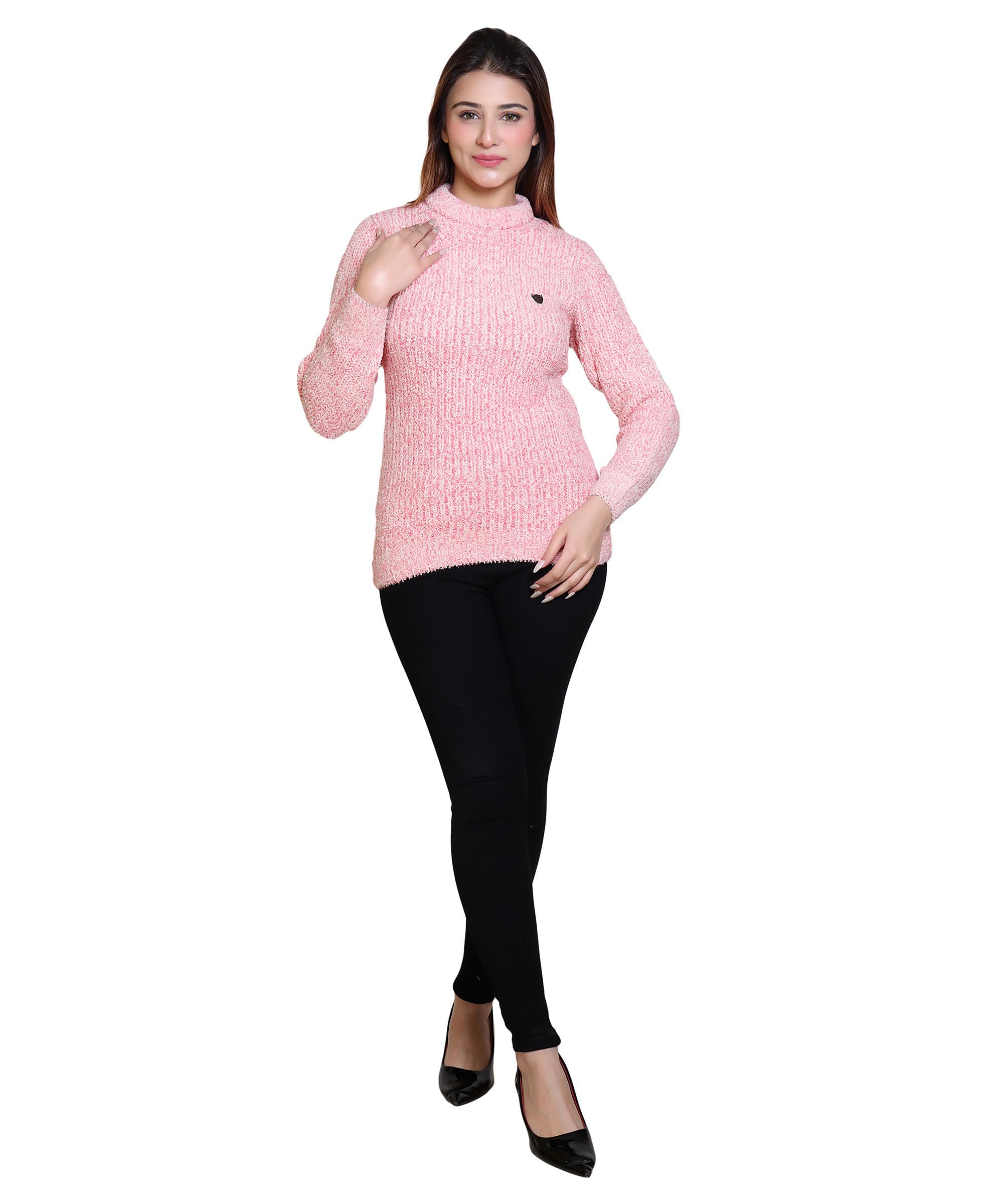 grand line Women's Woollen High Neck Innerwear Sweater Pullovers Skivvy for Winters | Light Pink, L-picture-49