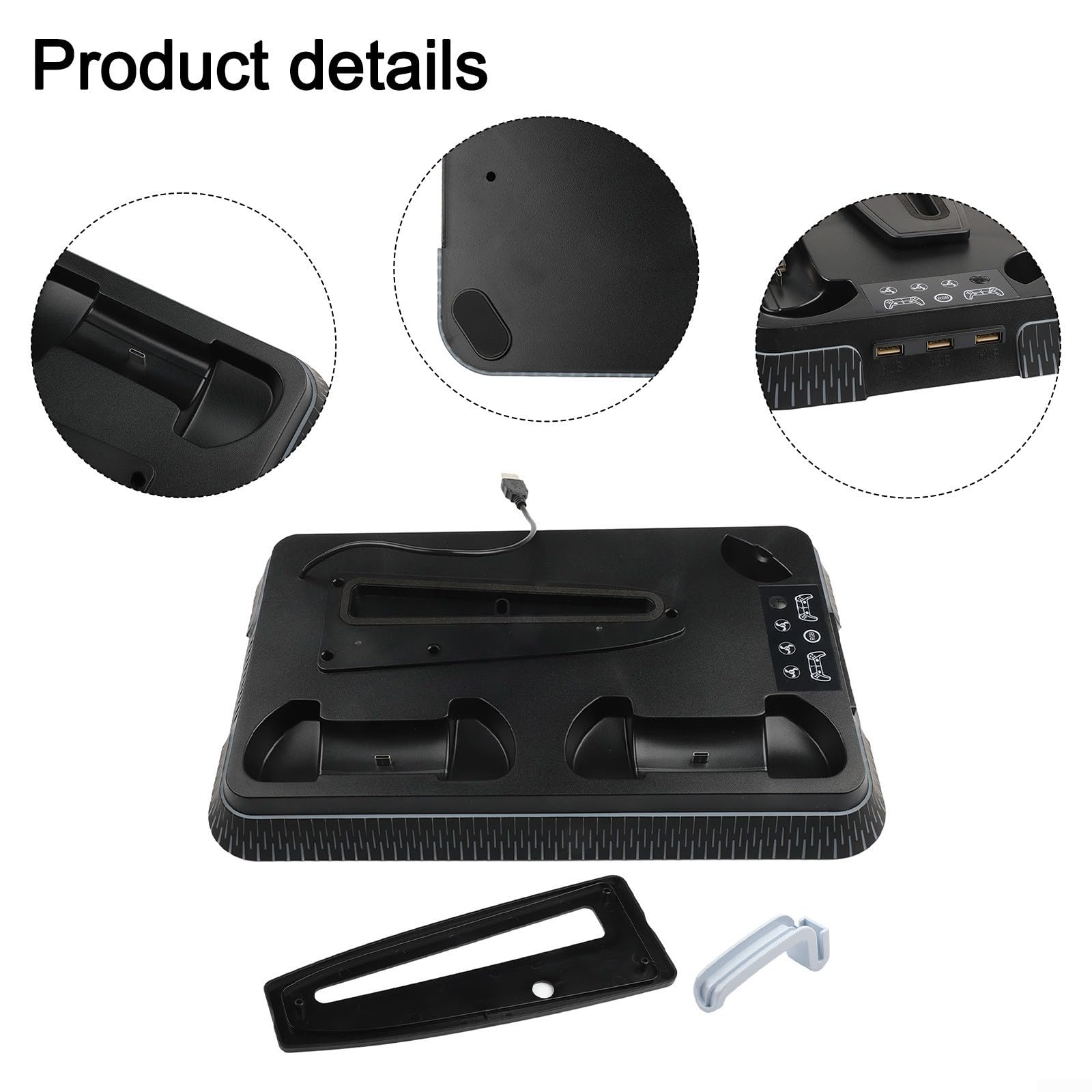 Supporto verticale per stazione di raffreddamento PS5 Pro con ricarica multifunzione per controller (nero)