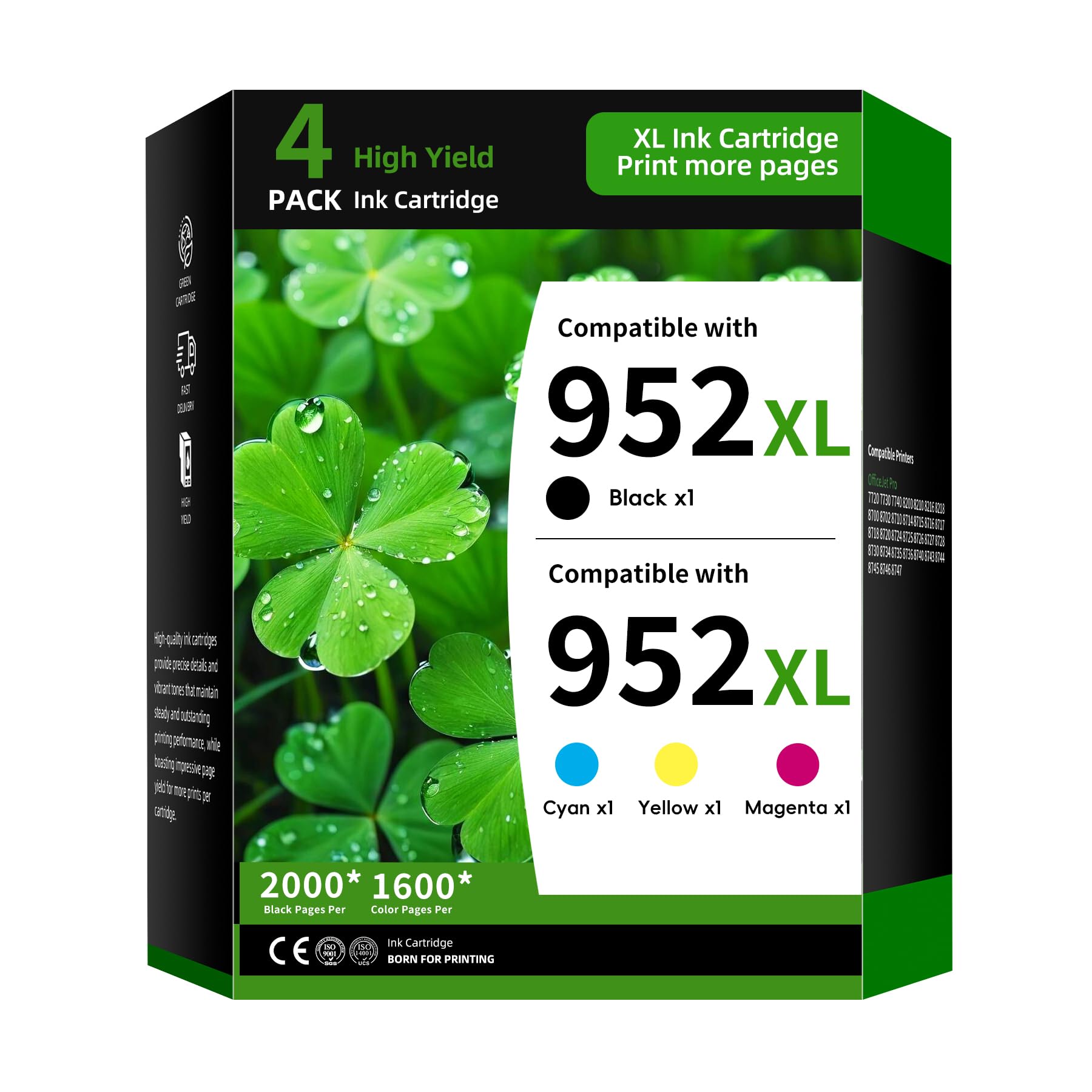 Photo 1 of TRUINK 952XL Ink Cartridge 4-Pack Combo Pack Replacement for HP 952 | 952XL Ink Compatible with HP OfficeJet Pro 7720 7730 8724 8725 8726 8727 8728 Printer Ink (4PK BK/C/M/Y)