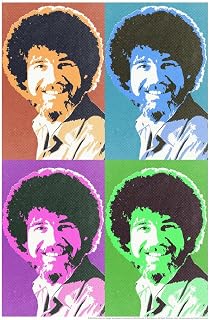 Bob Ross Pop Art Style Art Print Painting Bob Ross Poster Bob Ross Collection Bob Art Painting Happy Accidents Motivational Poster Funny Bob Ross Afro and Beard Cool Wall Art Print Poster 24x36