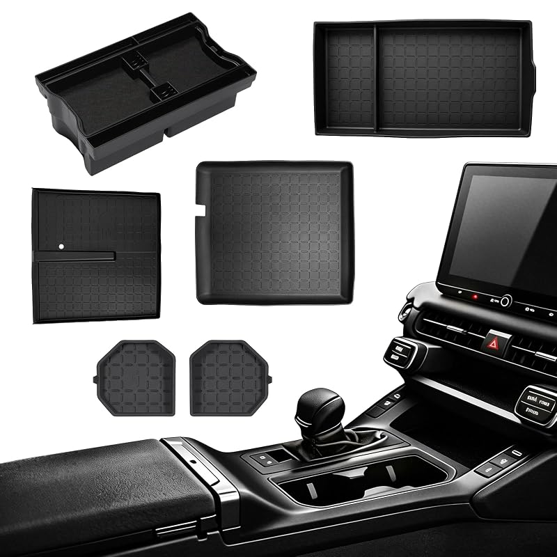 Organizador de Console Central em Camada Dupla com Porta-Copos e Tapetes de Silicone para Toyota RAV4 2026 Hybrid e Plug-in Hybrid, 5 peças