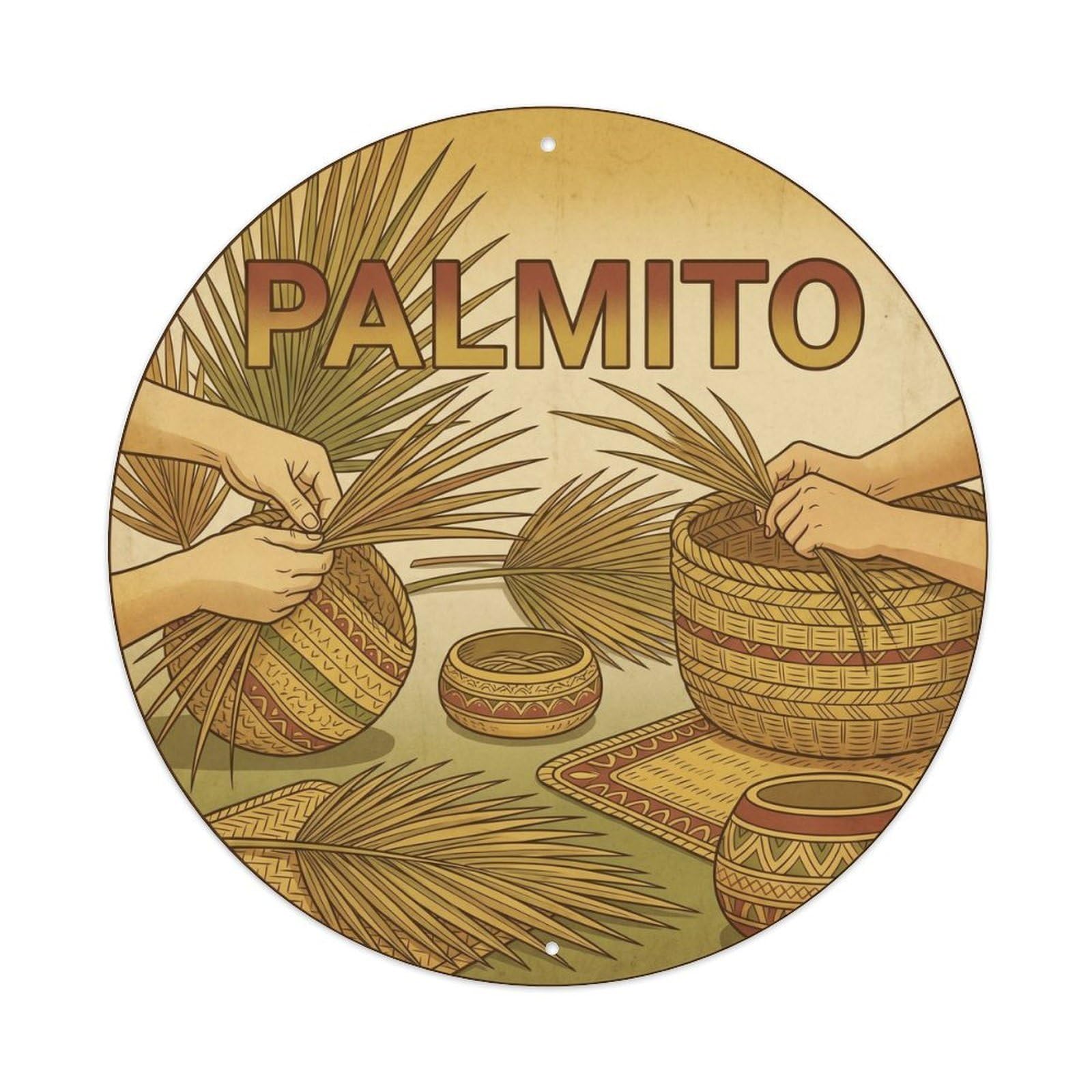Olhnbad Style Palmito Weaving Heritage Culture Mallorca Balearic Metal Tin Sign