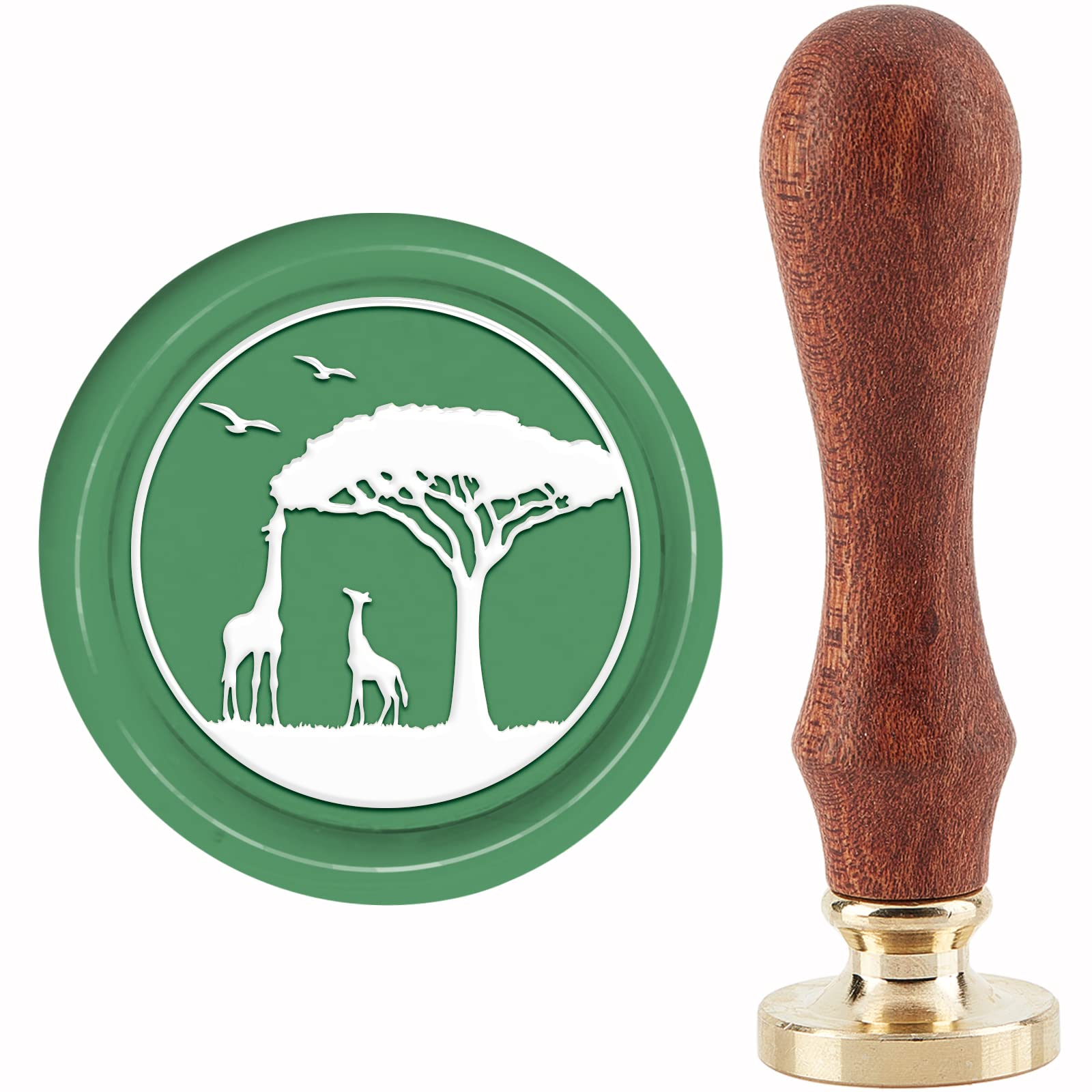 Tampon à Cire Motif Cerf 3D - Tête Laiton Amovible, Poignée Bois, Pour Invitations, Lettres
