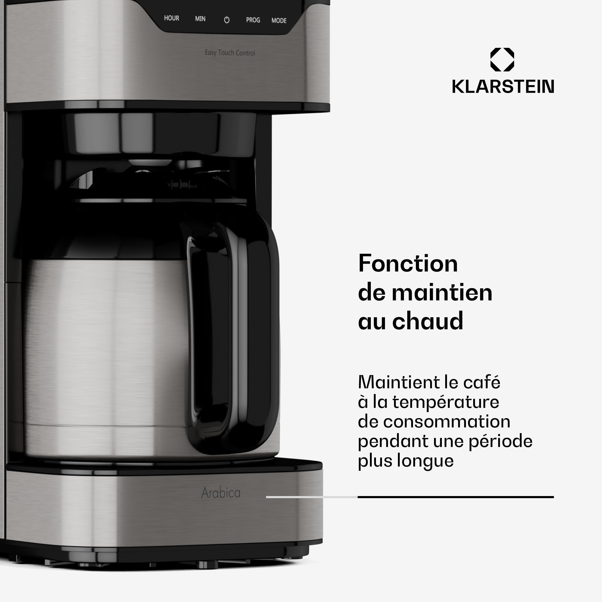 Klarstein 1.2L Petite Cafetière Electrique 800W - Acier Inoxydable Espresso & Café Filtre Machine - Barista Qualité pour Café Chaud et Glacé