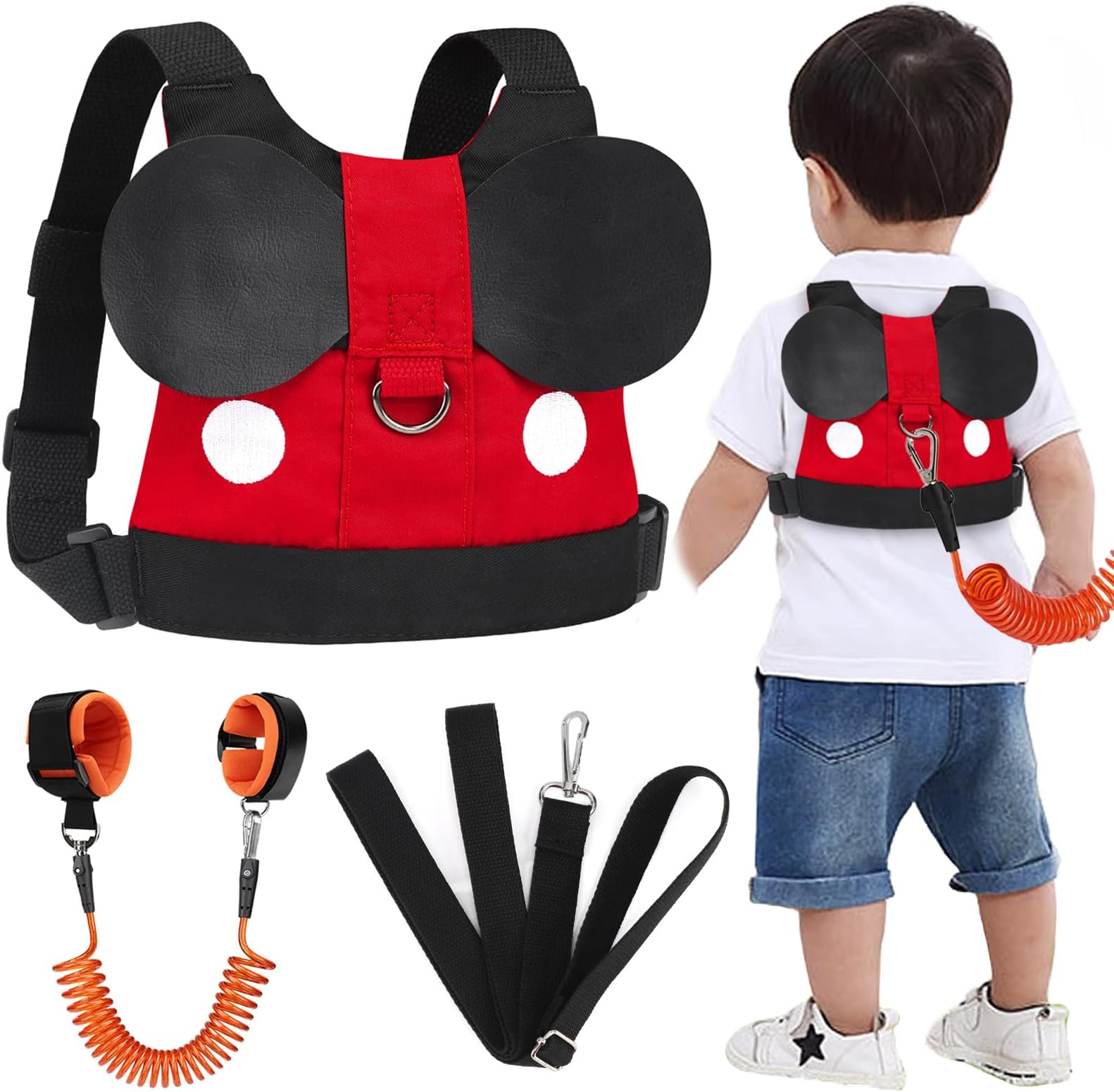 Accmor Toddler Leash Harness, Child Harness Baby Leash + Anti-Lost Wrist Link, Cute Kids Harness with Walking Assistant Strap Belt Tether for 1-5 Years Boys and Girls to Zoo or Mall