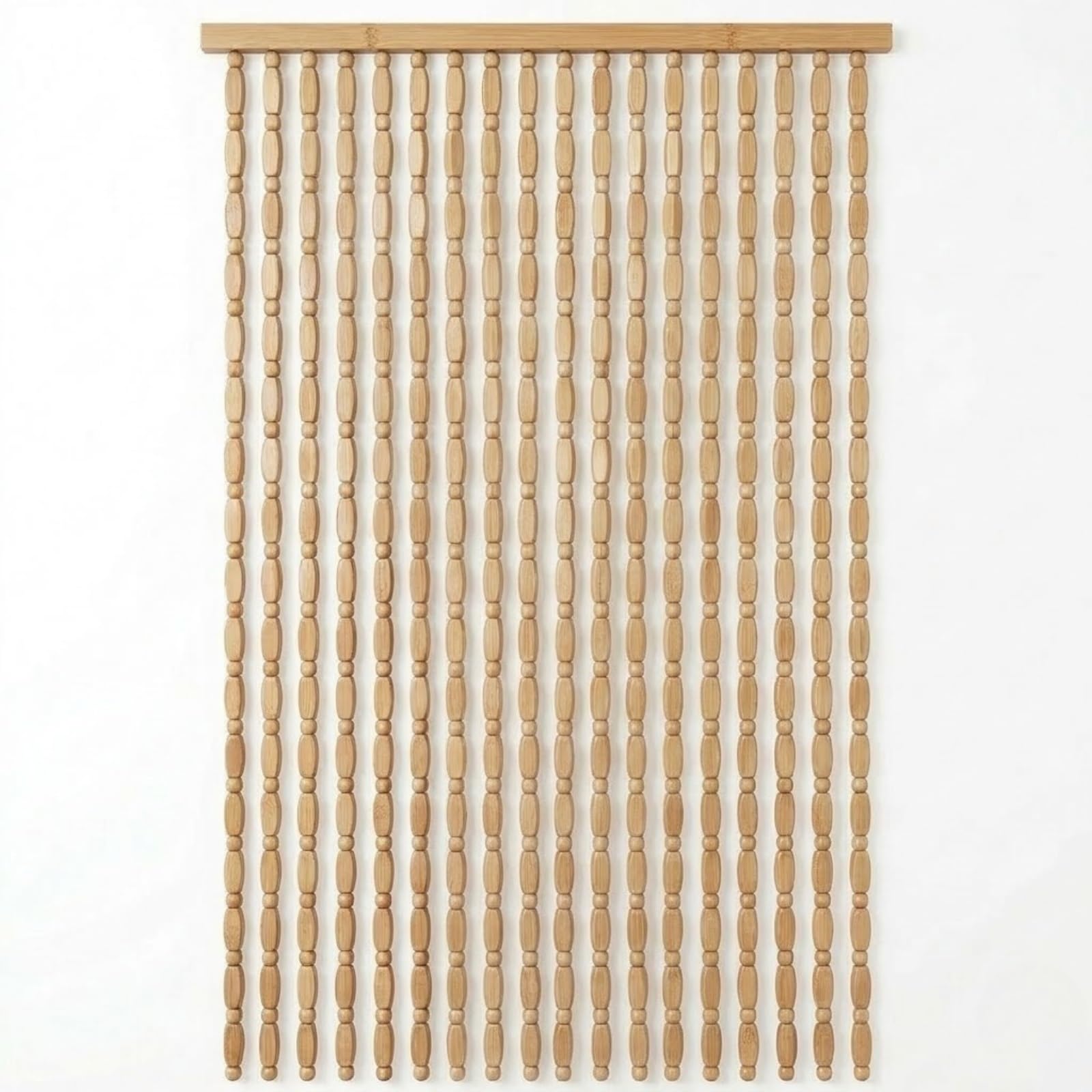 Rideau Occultant en Perles de Bois Résistant, Rideau Anti-mouches Pour Porte de Balcon Passage d'air, Réutilisable Suspendu Librement Rideau en Bois Pour Salon Chambre(Original Wood,100x200cm)
