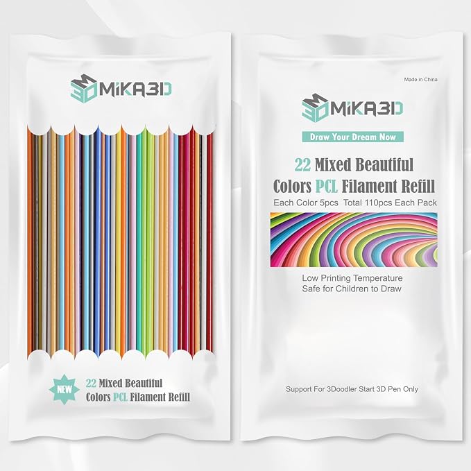 22 colores filamento PCL recarga para lápiz 3D 3Doodler Start miniatura 3