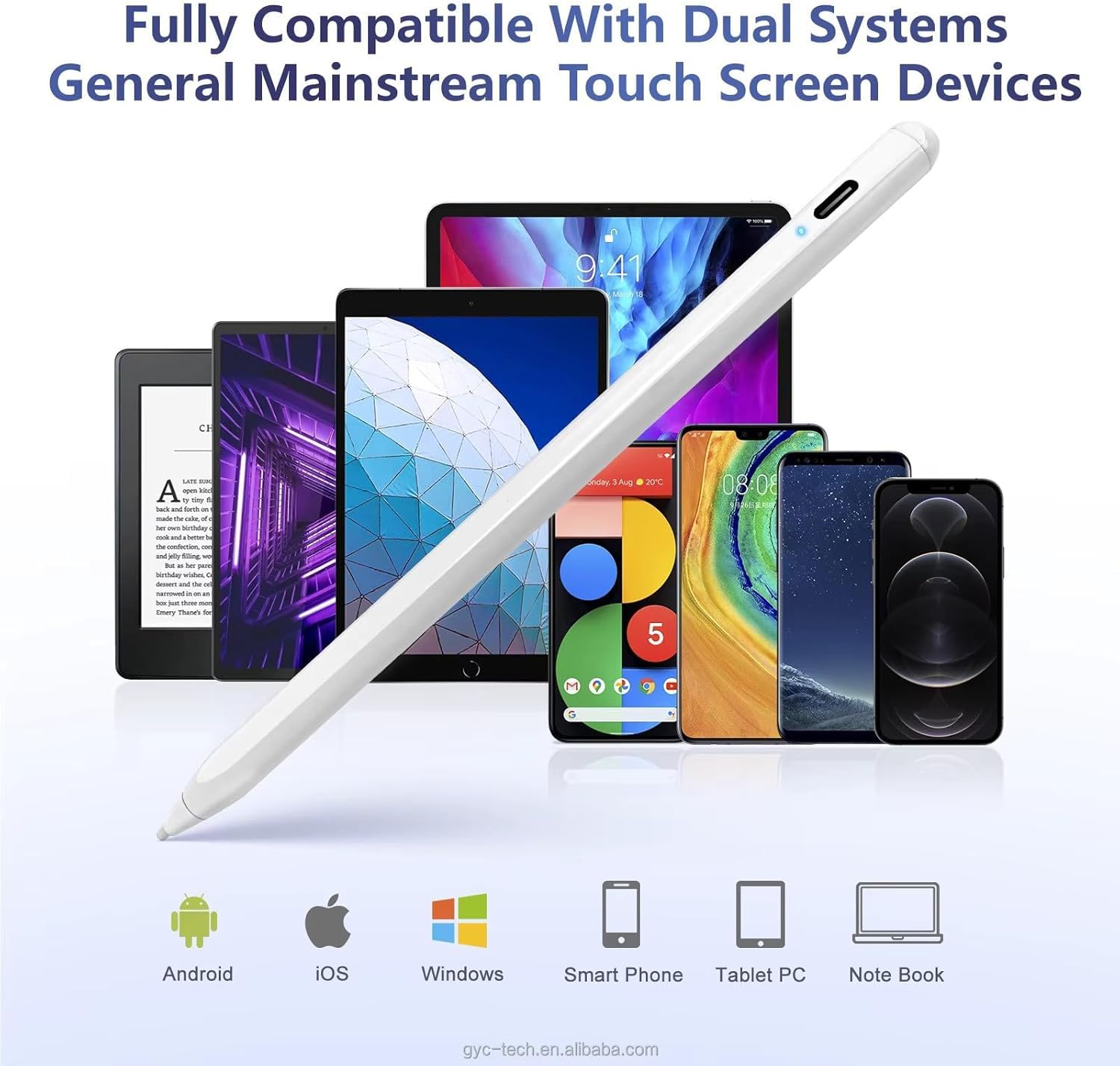 Pennino attivo compatibile con iPhone 17 Air 17 Pro Max 16e 16 Pro Max 16 Pro 16 Plus 16 Touch Screen Matita con Funzione Dual Touch Penna Ricaricabile per Scrivere e Disegno Tablet