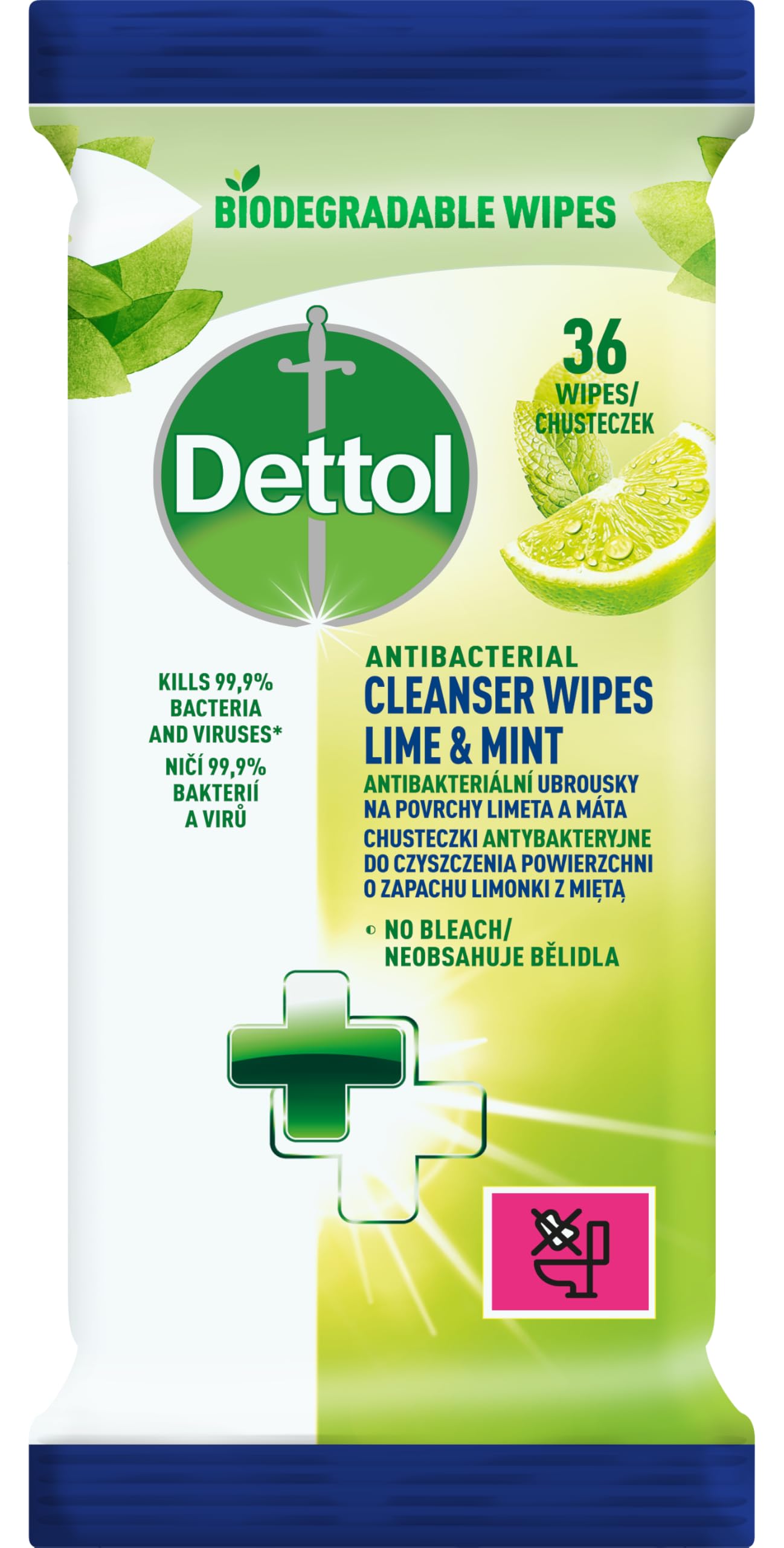 DETTOL ANTIBAC WIPES LIME&MT 36'S