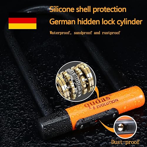 Miniatura 2 de Cable antirrobo de marca alemana resistente con bloqueo en U para bicicleta, soporte de montaje resistente con silicona protectora y cubierta