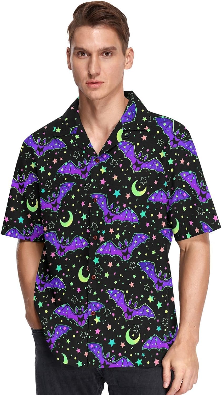 MNSRUU Men's Casual Shirt Hawaiian Short Sleeve Button Down Loose Hawaiian Beach Shirts, Summer Tropical Shirt