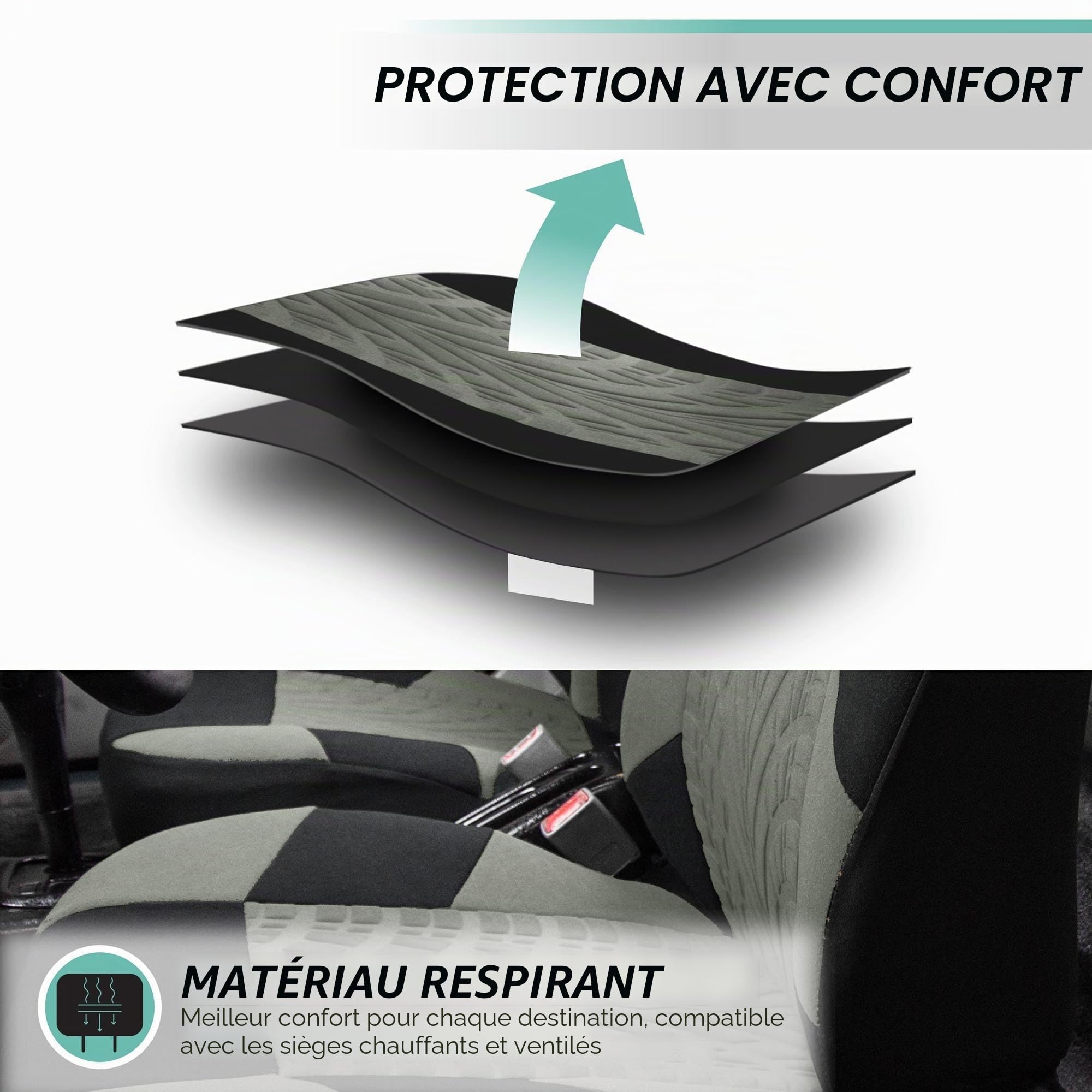 Housse de Siege Voiture pour Renault Megane E Tech 2022+, Housse de Siège Auto Avant et Arrière 4 Saisons, Couvre-Siège Voiture Respirant Imperméable, B-Grey