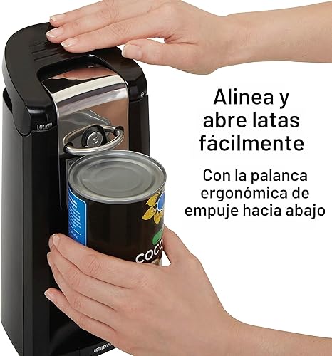 Miniatura 4 de Hamilton Beach Smooth Touch - Abrelatas automático eléctrico con palanca de fácil empuje, para todos los tamaños estándar y Pop-Top, extra alto, con