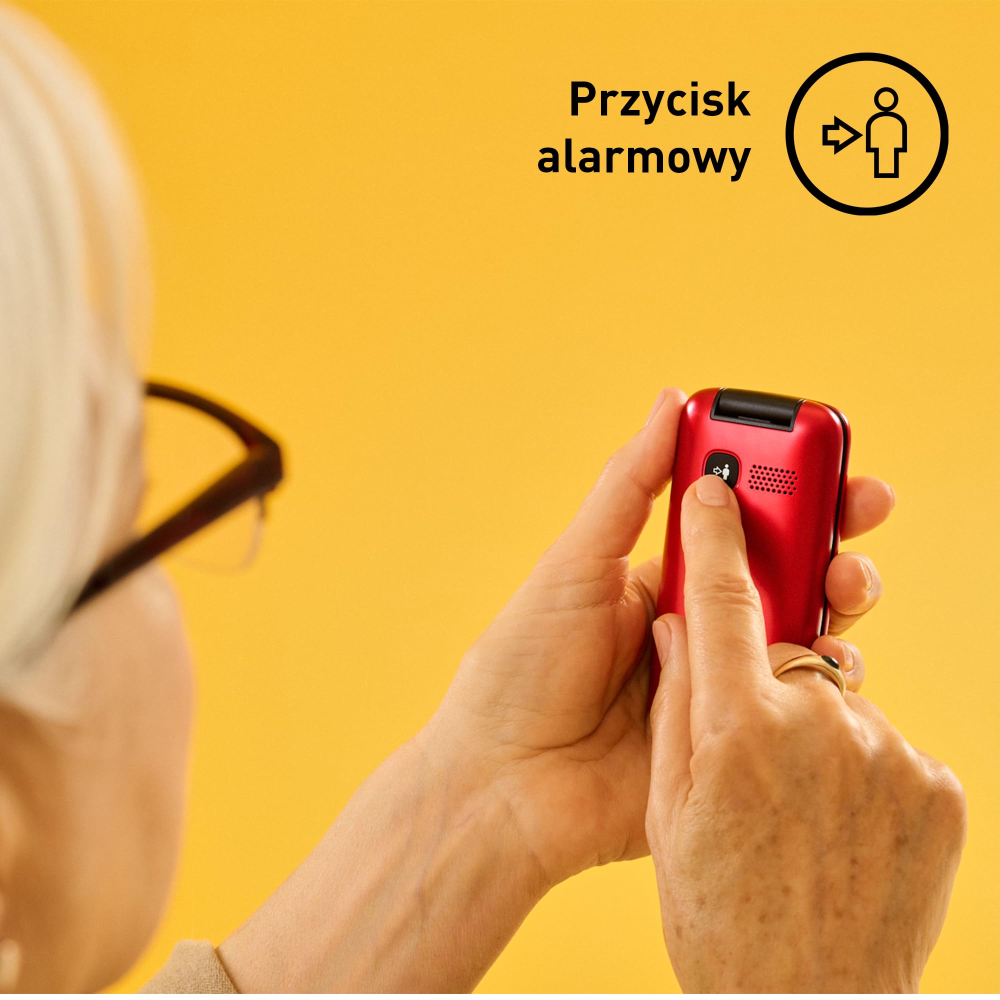 Panasonic KX-TU410 Telefon Komórkowy 4G Składany 2,4 Cala, Przycisk SOS, Bluetooth 5.0, HAC, Głośnik, IP44, Czerwony