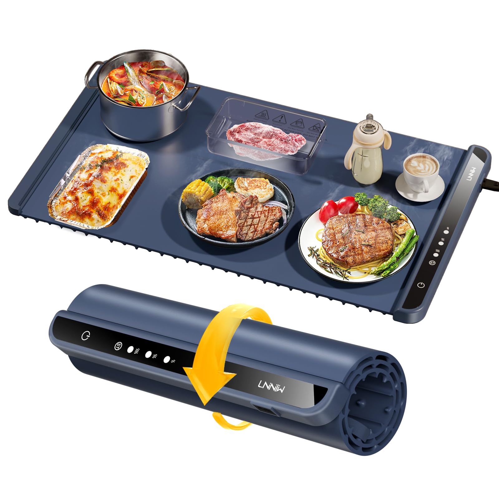LNNIW Food Warming Mat,Warming Mat for Food,Electric Warming Tray for Gatherings, Parties and Everyday Use,Heating Fastly in 10s,Portable Design,Timed Function for Your Family.