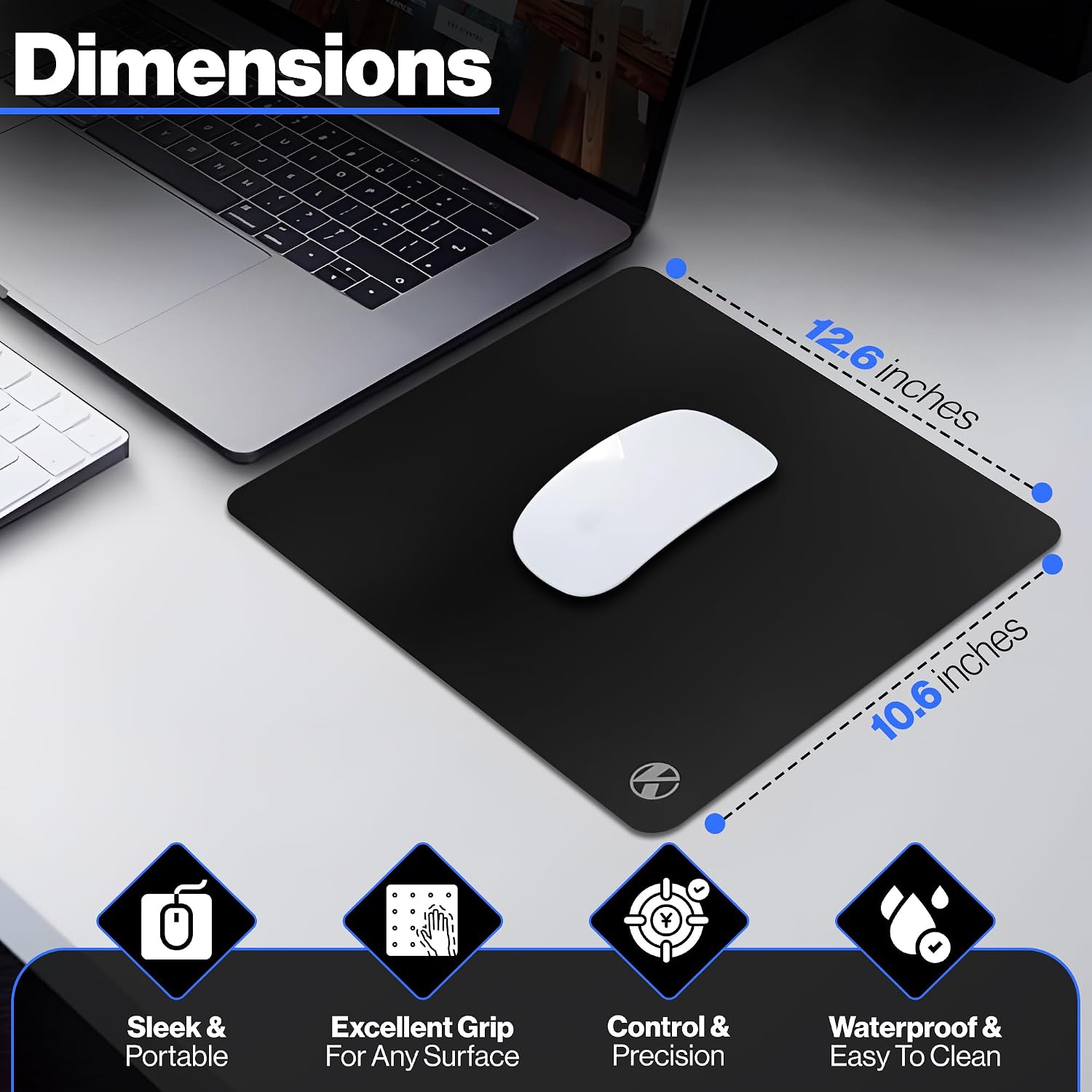 Metallic Coated Hard Surface Mouse Pad (L) - High Performance - Strong and Durable - Smooth Glide Surface Friction, Non-Slip Thin Mousepad for Office and Gaming (Metallic Black) image 3