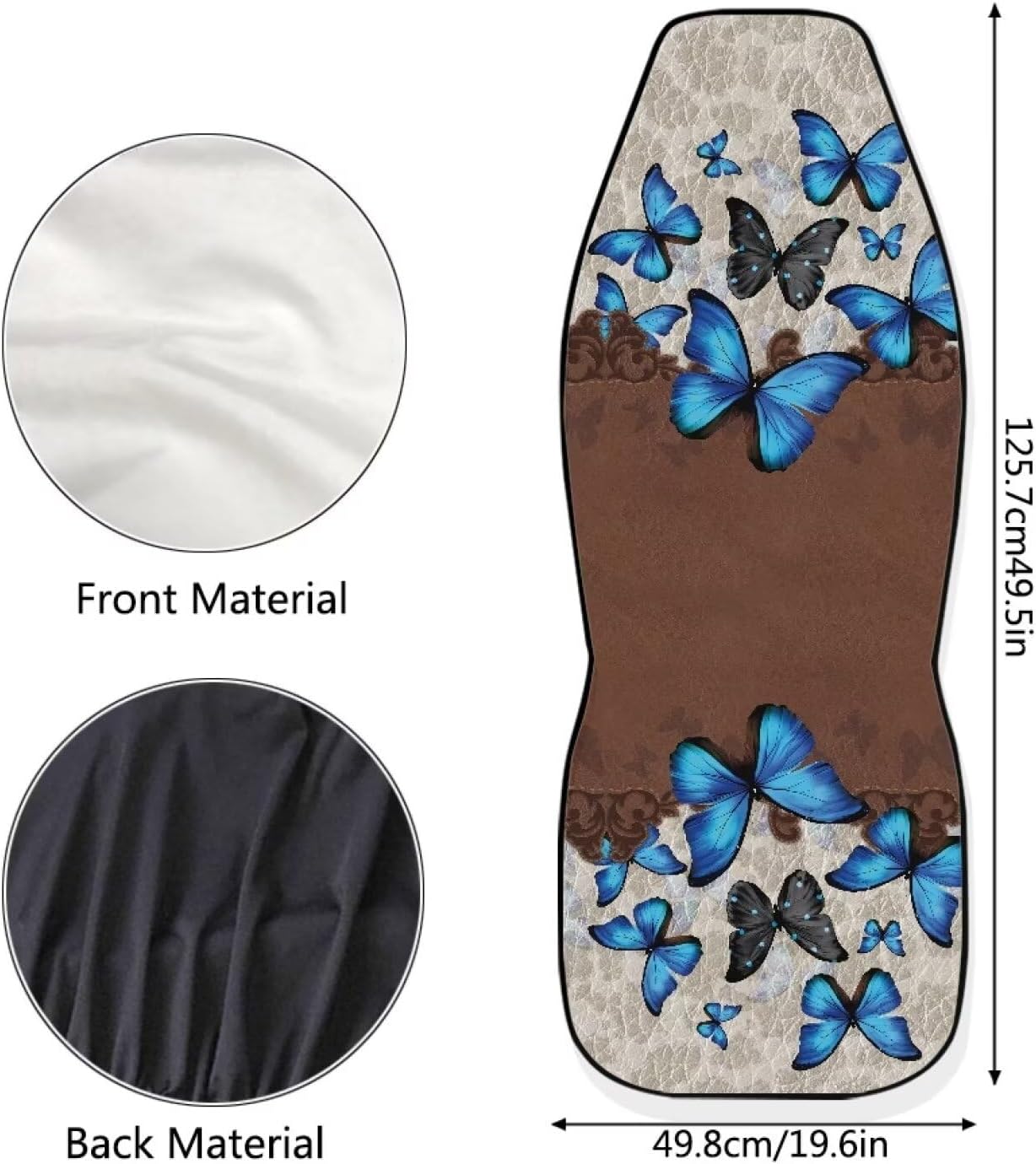 2 Pcs Butterfly Print Auto Seat Cover Set for Front Seats Only, Soft Breathable Car Seat Cover Protector Bucket Automotive Seat Cover for Cars SUV Trucks, Brown