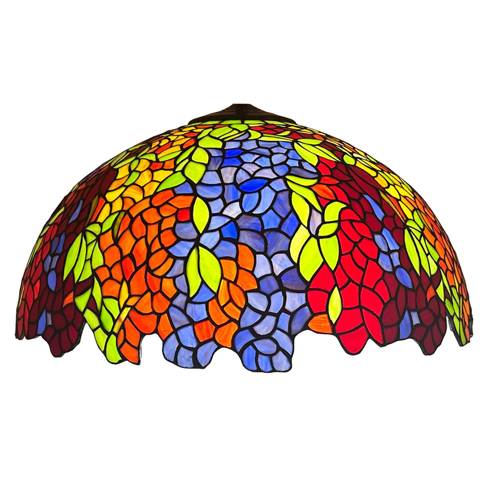 SaryEdge Tiffany Lamp Shade Replacement Only 20-Inch Large Stained Glass Lampshades, Vintage Handmade Flower Light Cover Accessories for Floor Lamps Table Lamps Pendant Light,Wisteria，，Wisteria