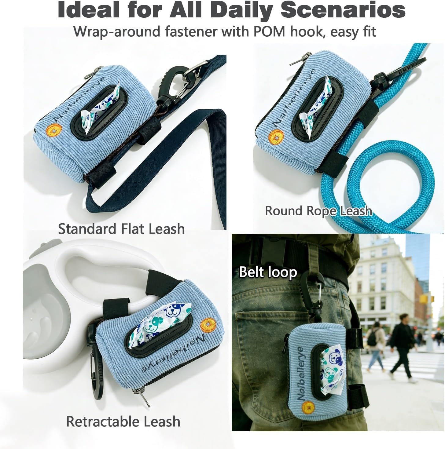 Cute Dog Poop Bag Holder for Leashes Doggie Bag Holder (Blue) image 4