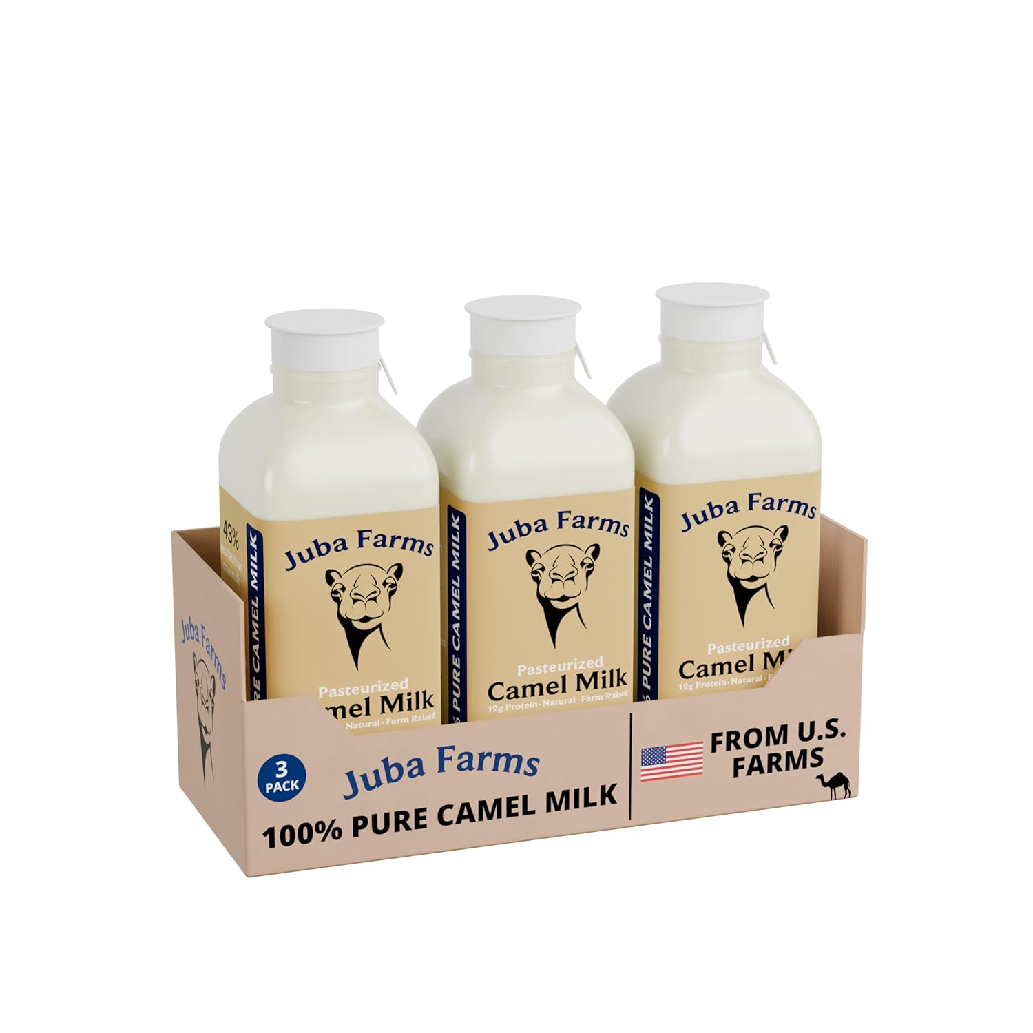 100% Natural Camel Milk – Grade A, Fresh Frozen Pints – Pure & Nutritious, Lightly Pasteurized – From U.S. Camel Dairy (3 Pack)