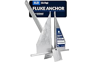 8 lb Anchor - Marine Grade Galvanized Steel Fluke Anchor