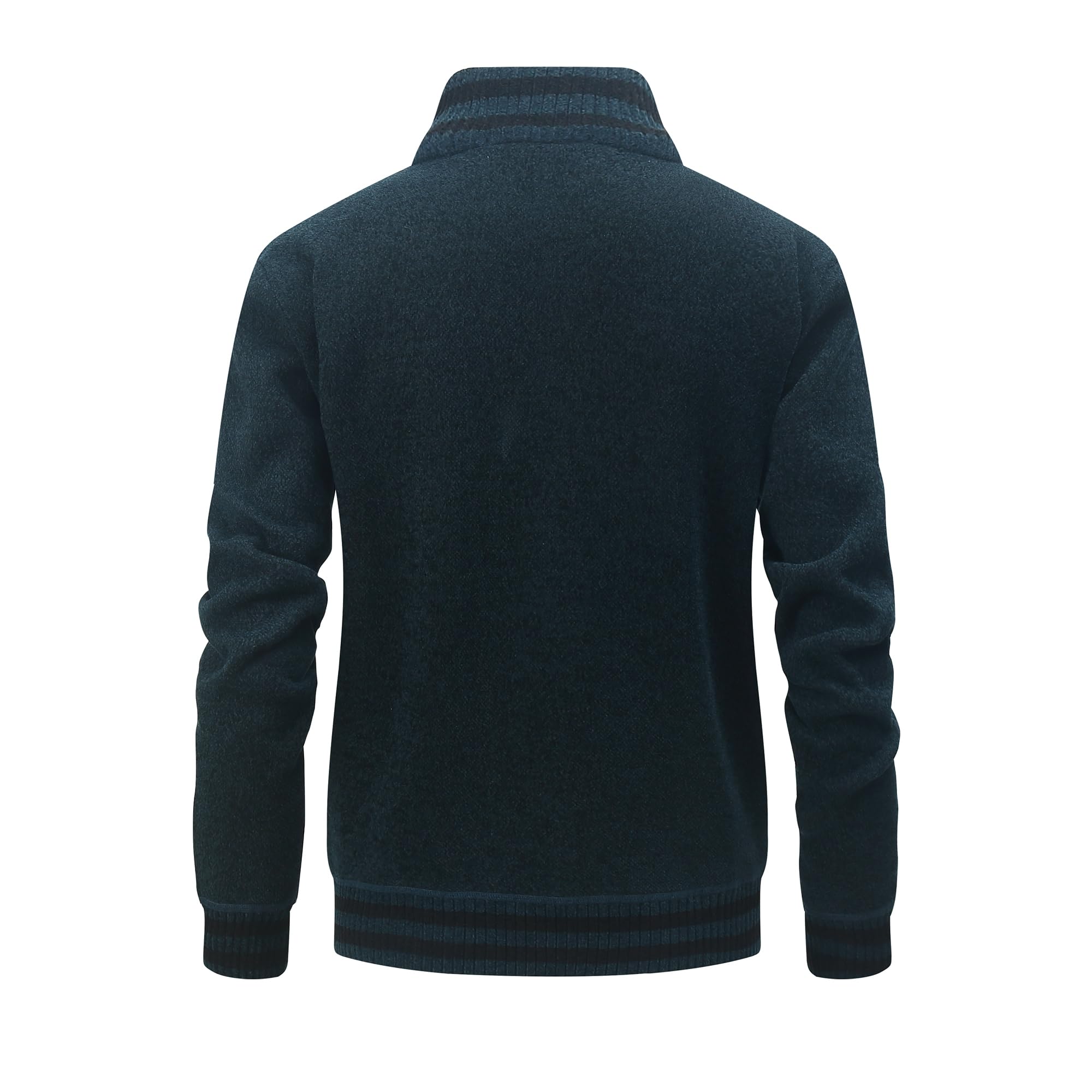 Cárdigan de Hombre Chaqueta Punto Cremallera Cuello Alto Invierno Manga Larga Forro Polar Slim Fit