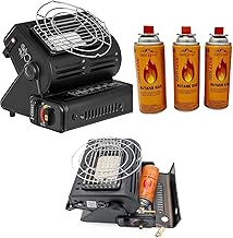 Camping Gas Heater 1.3 kW Gas Heater Camping Heater Tent Heating + Gas Cartridges Set of 3
