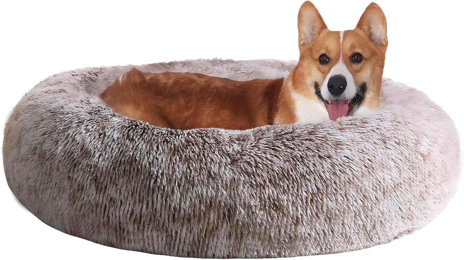 JOLLYVOGUE Dog Bed, Calming Anti-Anxiety Large Dog Bed, Fluffy Donut Cushion for Medium and Large Pets (27"/30"/36")