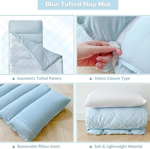 Miniatura 4 de Tapete para siesta para guardería, preescolar para niñas, bohemio, geométrico, para dormir, juego de ropa de cama para niños, saco de dormir