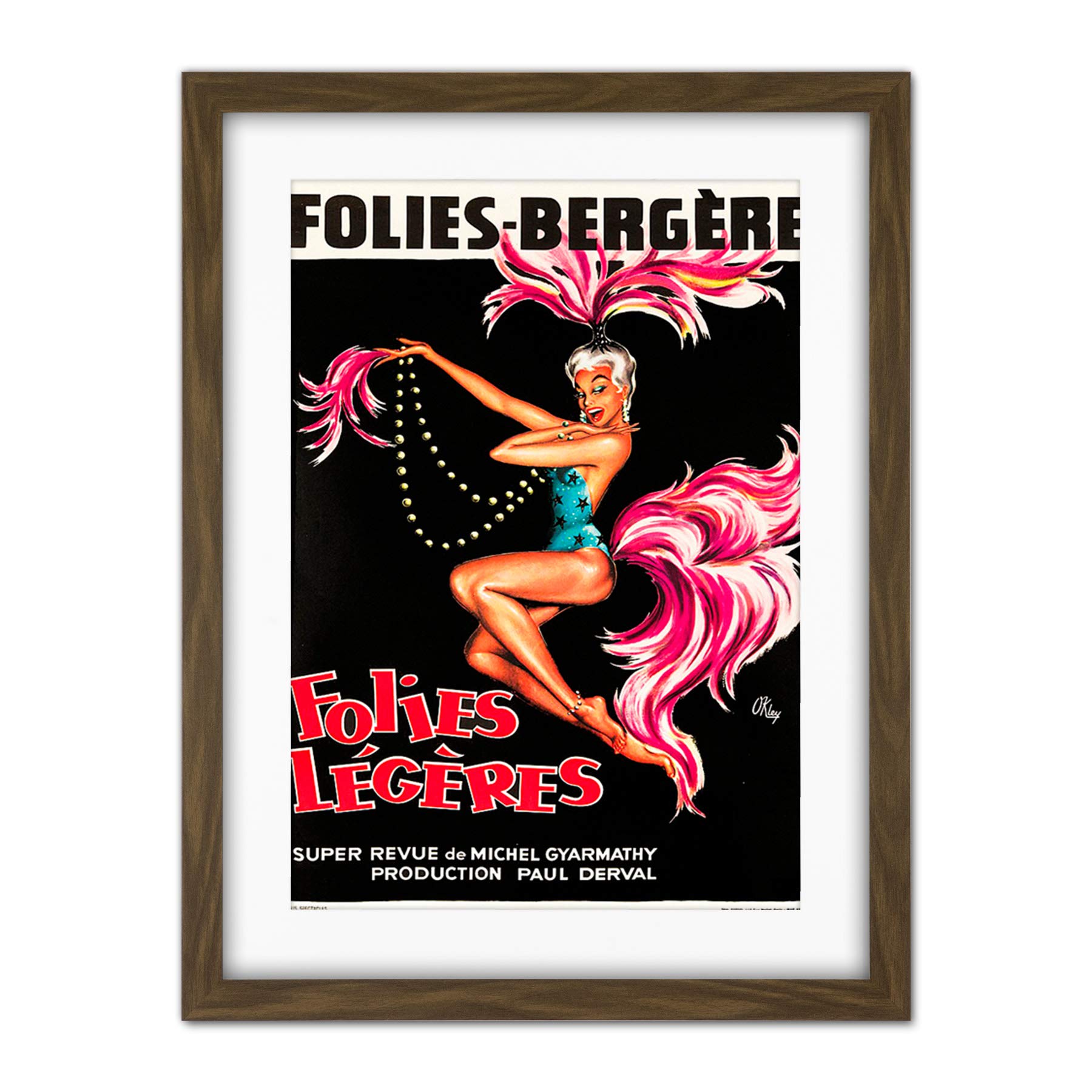 Wee Blue Coo Folies Bergere Cabaret Showgirl Artwork Framed Wall Art Print 18X24 Inch