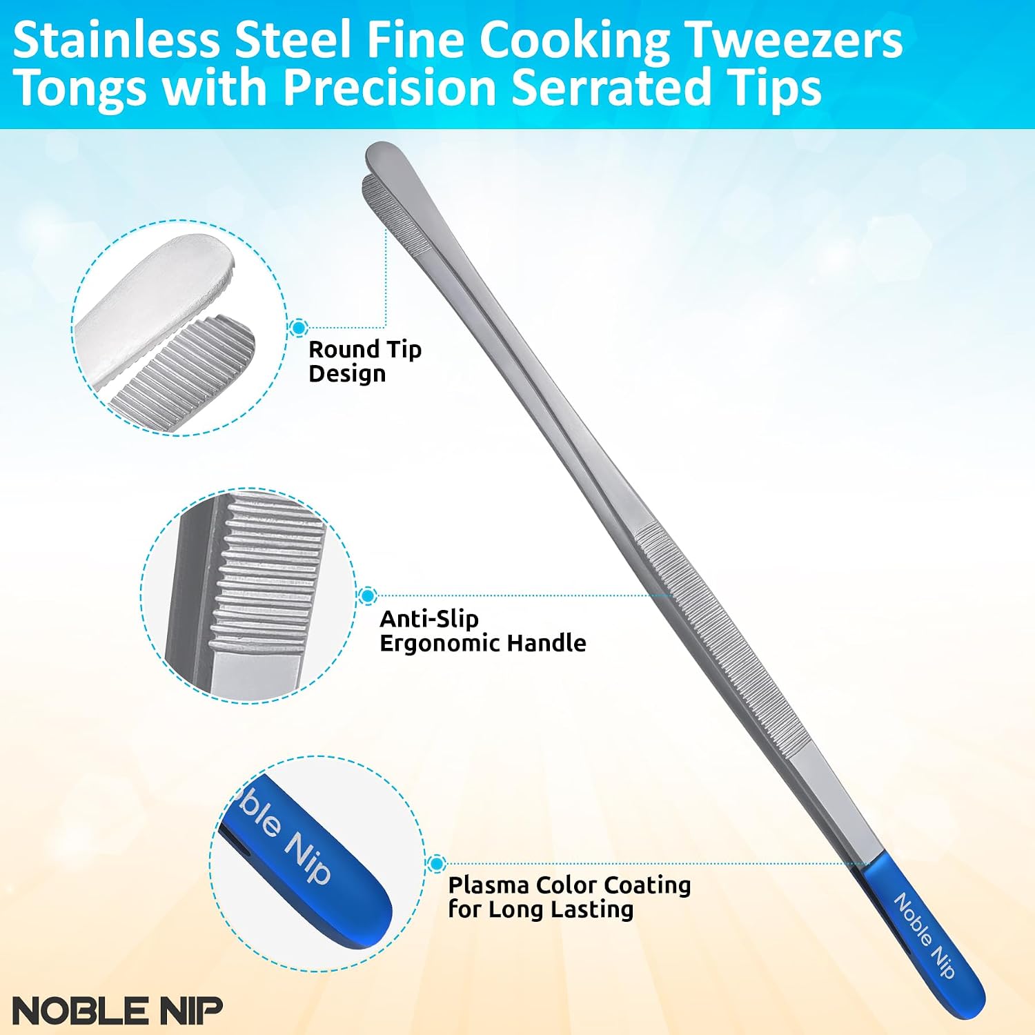 Kitchen Tweezers Stainless Steel Cooking Tweezers Japanese Made Premium Serving Tongs with Precision Serrated Tips Food Grade Chef Tweezers for Grill Pasta & Salad Kitchen Cooking Tongs.