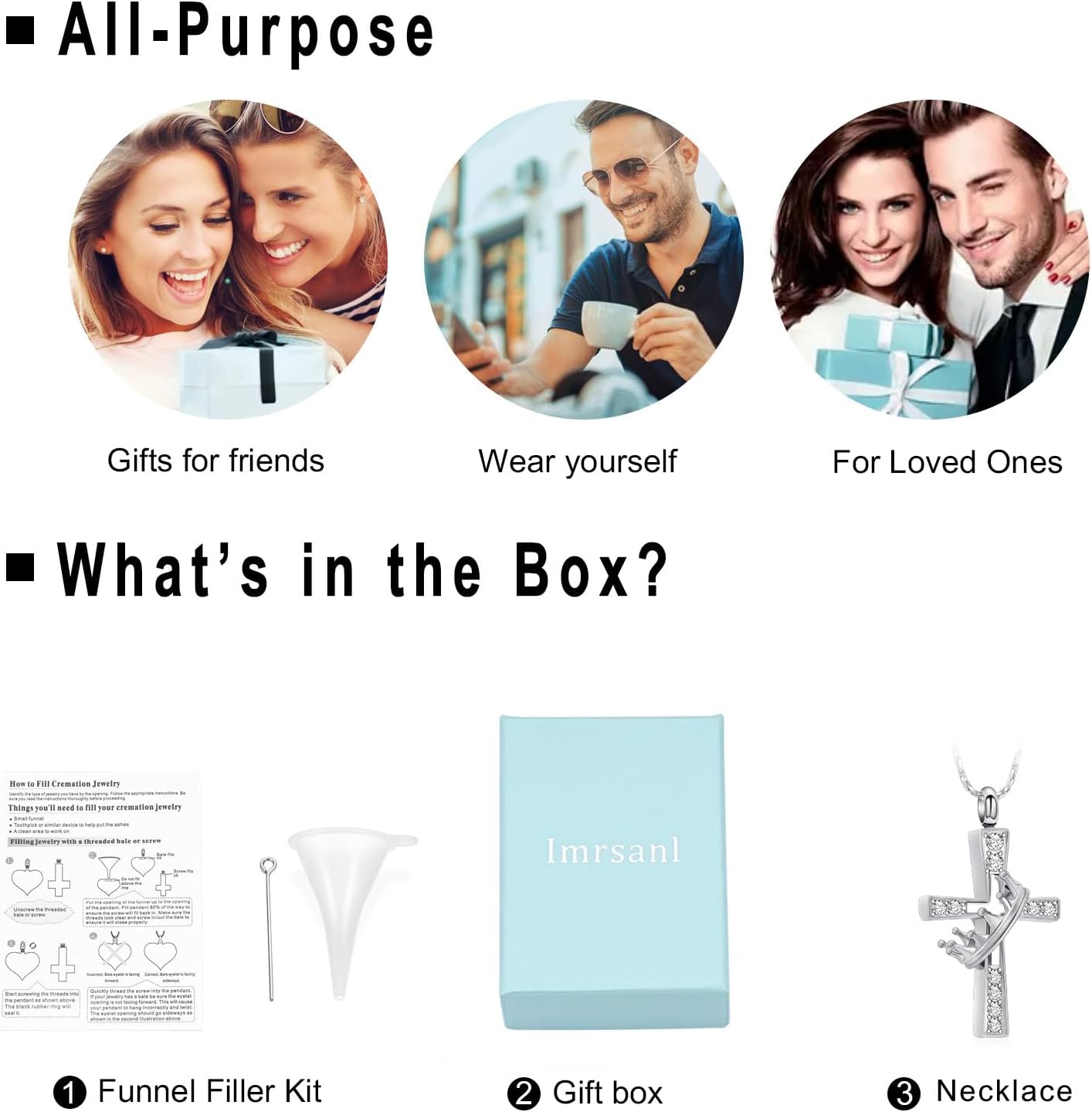 Imrsanl Cross Urn Necklace for Ashes for Women Men Crown Cremation Jewelry Keepsake Loved Ones Funeral Ashes Holder Pendant Memorial Gifts - Image 7
