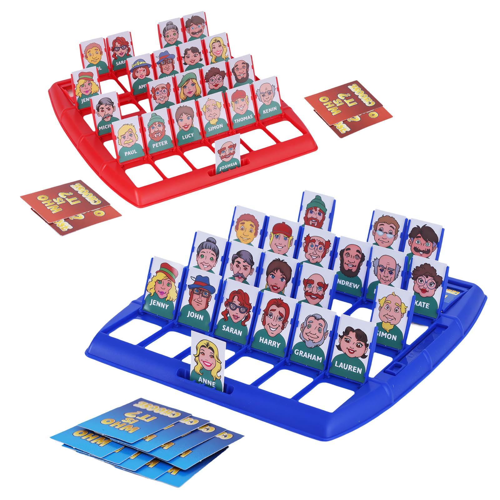 Fun Game Family Guessing Board - 2 Player Board Games with 96*Characters, Interactive Family Entertainment, Educational Games for Kids, Blue & Red (Large)