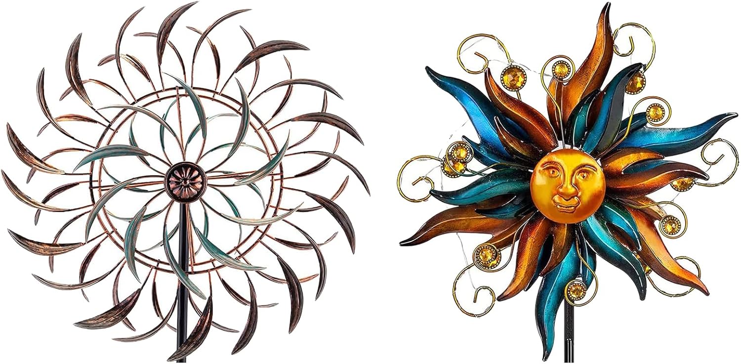VEWOGARDEN 360 Degrees Swivel Wind Spinners +Sun Solar Wind Spinner for Patio, Lawn & Garden