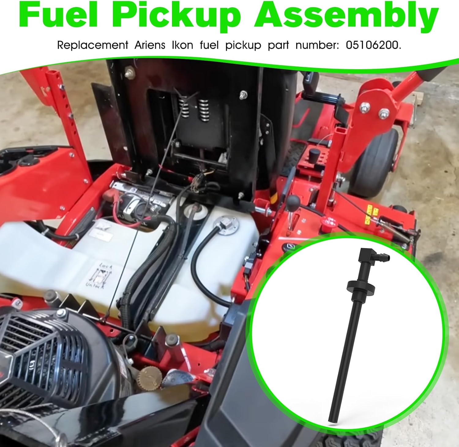 05106200 Fuel Pickup Assembly Replacement Ariens Ikon Gravely Fuel Pickup, Black