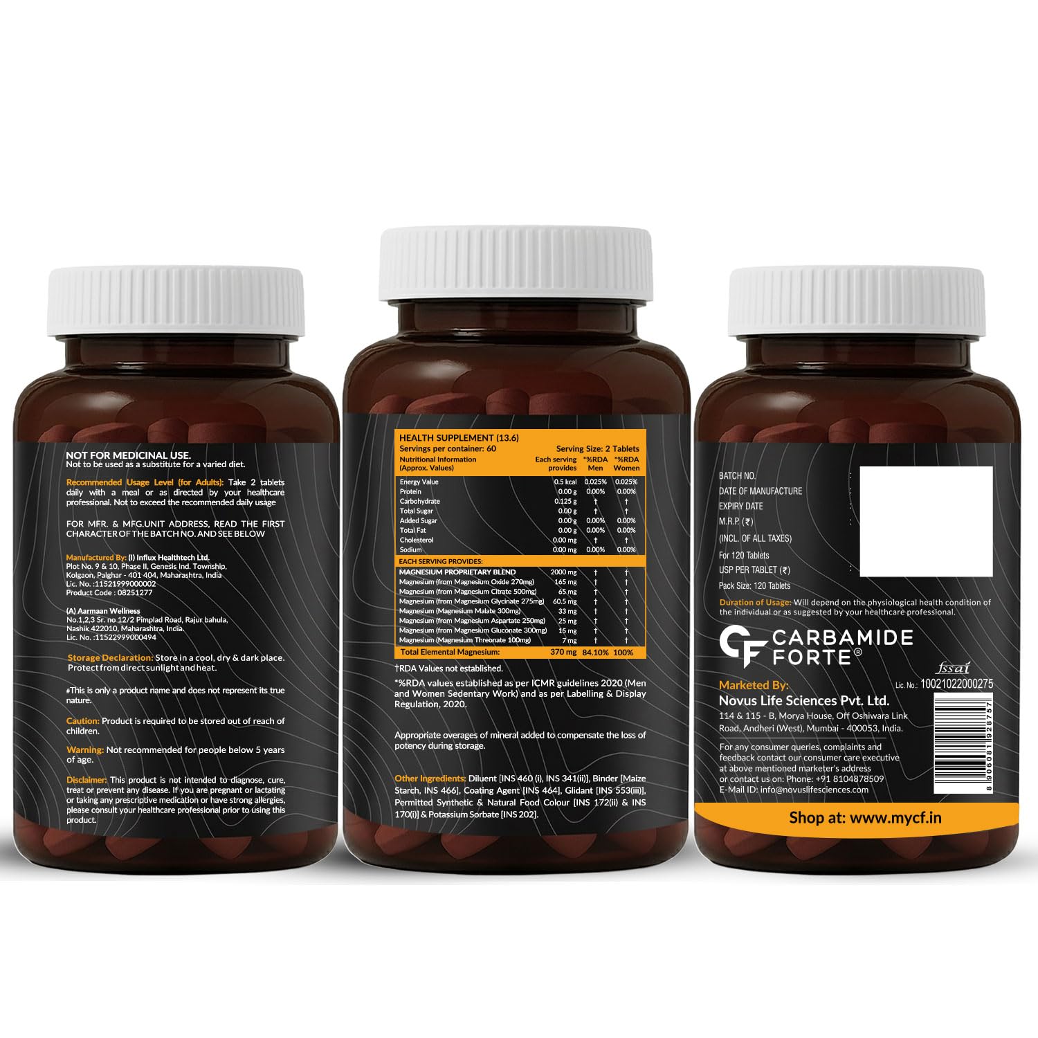 Carbamide Forte Magnesium Supplement with Magnesium Glycinate, Citrate & Complex Supplement with 7X Strength | 2000 mg per Serving | 120 Tablets — Amazon image 11