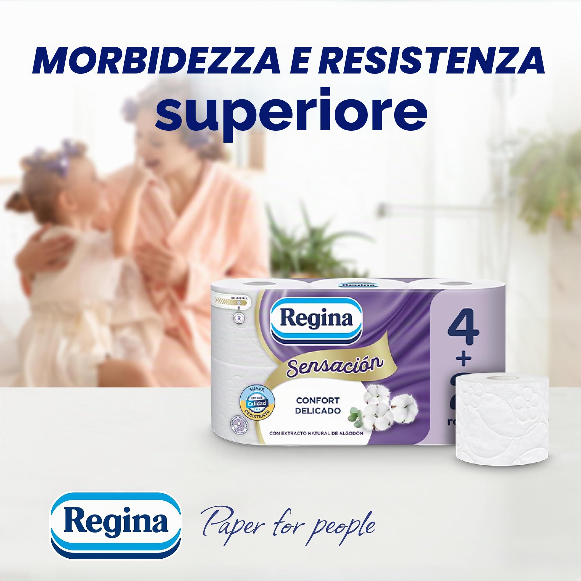 Regina Sensazione - 42 rotoli di carta igienica, 175 fogli a triplo strato, estratto naturale di cotone e delicatamente profumato, confezione in plastica riciclata al 60%, carta 100% certificata FSC